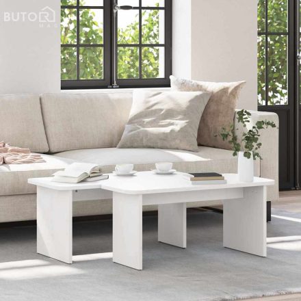 vidaXL Dohányzóasztal 2 pcs Fehér 100 x 69 x 35.5 cm Tömör fenyőfa
