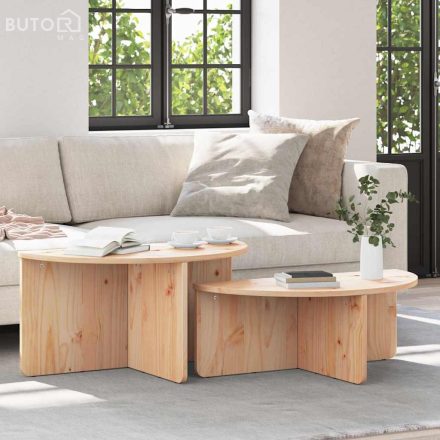 vidaXL Dohányzóasztal 2 pcs Természetes 79 x 39.5 x 40 cm