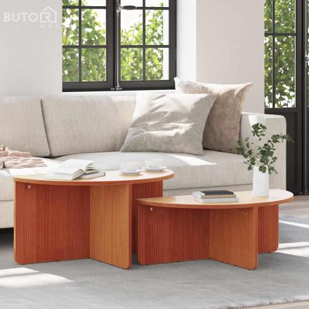 vidaXL Dohányzóasztal 2 pcs Viaszbarna 79 x 39.5 x 40 cm Tömör fenyőfa