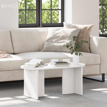 vidaXL Dohányzóasztal Fehér 80 x 39.5 x 35 cm Tömör fenyőfa