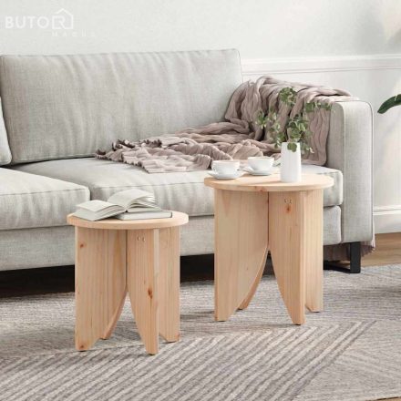 vidaXL Dohányzóasztal 2 pcs Természetes 41.5 x 41.5 x 44 cm