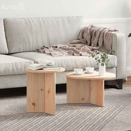 vidaXL Dohányzóasztal 2 pcs Természetes 49 x 49 x 28 cm Tömör fenyőfa