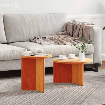 vidaXL Dohányzóasztal 2 pcs Viaszbarna 49 x 49 x 28 cm Tömör fenyőfa