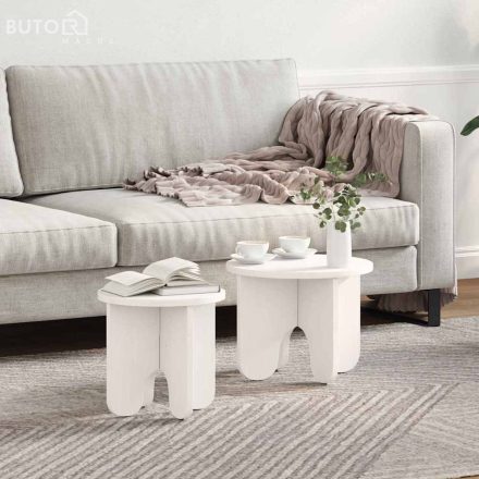 vidaXL Dohányzóasztal 2 pcs Fehér 39.5 x 39.5 x 30 cm Tömör fenyőfa