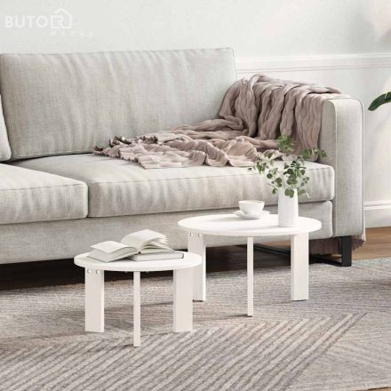 vidaXL Dohányzóasztal 2 pcs Fehér 47.5 x 47.5 x 27 cm Tömör fenyőfa
