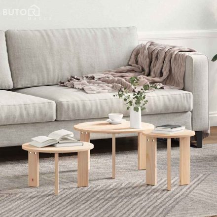 vidaXL Dohányzóasztal 3 pcs Természetes 47.5 x 47.5 x 27 cm