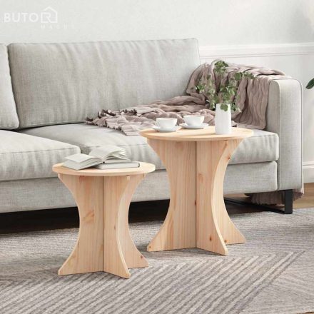 vidaXL Dohányzóasztal 2 pcs Természetes 46 x 46 x 47 cm Tömör fenyőfa