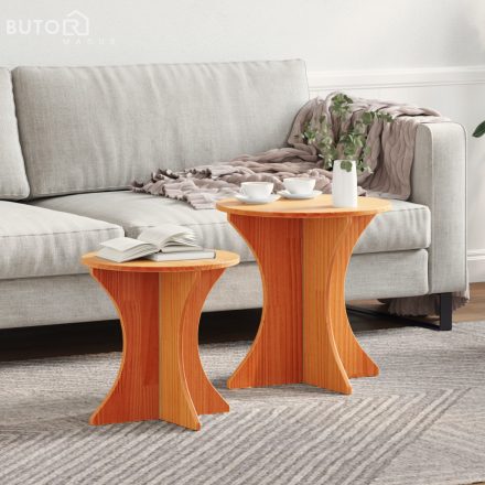 vidaXL Dohányzóasztal 2 pcs Viaszbarna 46 x 46 x 47 cm Tömör fenyőfa