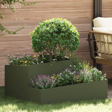 vidaXL Olajzöld Cserép 80x80x50 cm Hidegen préselt Acél