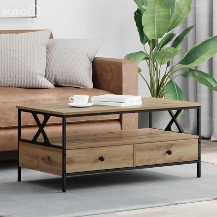 vidaXL Dohányzóasztal kézműves tölgy 100 x 51 x 45 cm Faanyag