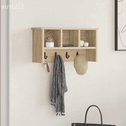 vidaXL Fali Kabáthorog polcokkal sonoma tölgy 50 x 16 x 26 cm Faanyag