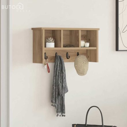 vidaXL Fali Kabáthorog kézműves tölgy 50 x 16 x 26 cm Faanyag