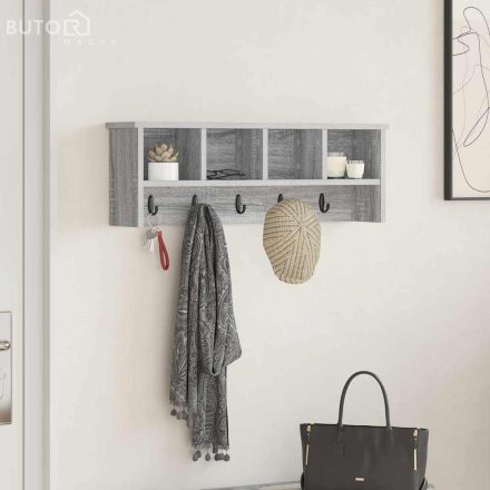 vidaXL Fali Kabáthorog polcokkal Szürke sonoma 75 x 16 x 26 cm Faanyag