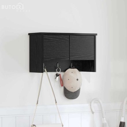 vidaXL Fali Kabáthorog polcokkal Musta tammi 50 x 20 x 30 cm Faanyag