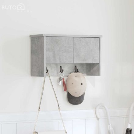 vidaXL Fali Kabáthorog polcokkal Beton szürke 50 x 20 x 30 cm Faanyag