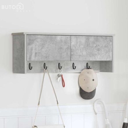 vidaXL Fali Kabáthorog polcokkal Beton szürke 80 x 20 x 30 cm Faanyag