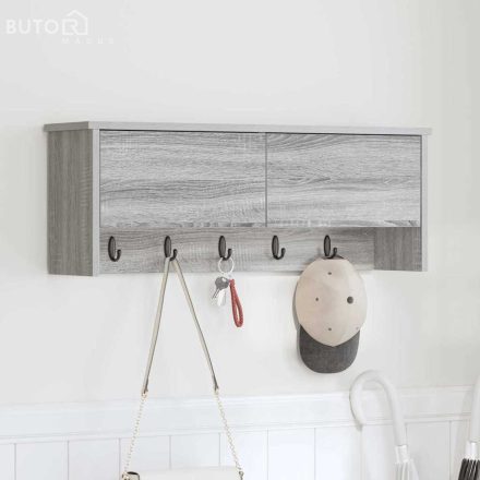 vidaXL Fali Kabáthorog polcokkal Szürke sonoma 80 x 20 x 30 cm Faanyag