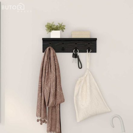 vidaXL Fali Kabáthorog Musta tammi 40 x 10.5 x 10.5 cm Faanyag