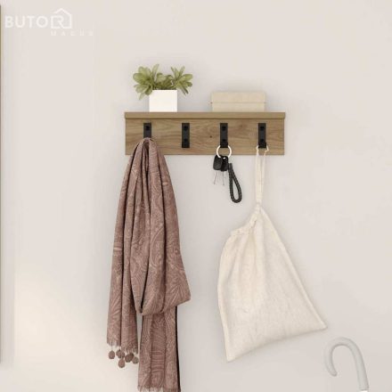 vidaXL Fali Kabáthorog kézműves tölgy 40 x 10.5 x 10.5 cm Faanyag