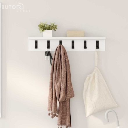 vidaXL Fali Kabáthorog polcokkal Fehér 60 x 10.5 x 10.5 cm Faanyag