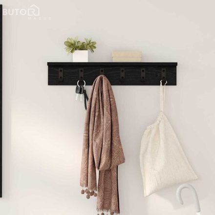 vidaXL Fali Kabáthorog Musta tammi 60 x 10.5 x 10.5 cm Faanyag
