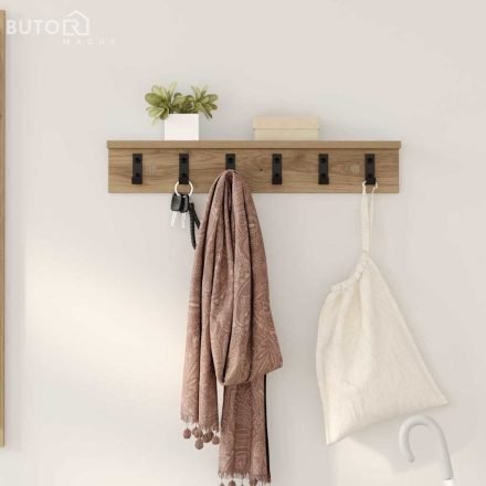vidaXL Fali Kabáthorog kézműves tölgy 60 x 10.5 x 10.5 cm Faanyag
