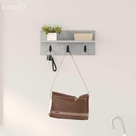 vidaXL Fali Kabáthorog Beton szürke 40 x 10.5 x 18 cm Faanyag