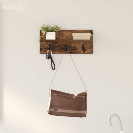 vidaXL Fali Kabáthorog Füstölt tölgy 40 x 10.5 x 18 cm Faanyag