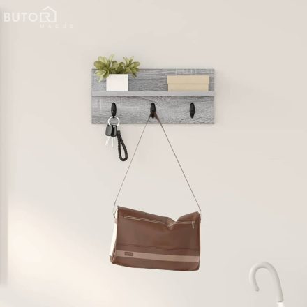 vidaXL Fali Kabáthorog Szürke sonoma 40 x 10.5 x 18 cm Faanyag