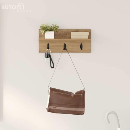 vidaXL Fali Kabáthorog kézműves tölgy 40 x 10.5 x 18 cm Faanyag