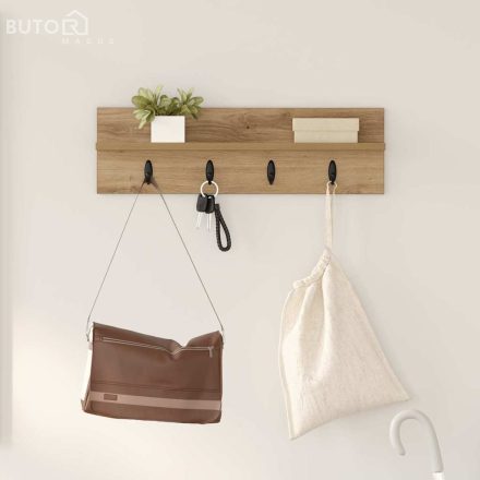 vidaXL Fali Kabáthorog kézműves tölgy 60 x 10.5 x 18 cm Faanyag