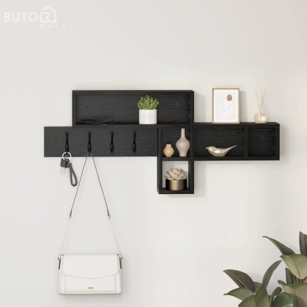 vidaXL Fali Kabáthorog Musta tammi 100 x 12 x 43.5 cm Faanyag