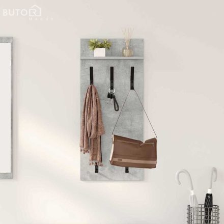 vidaXL Fali Kabáthorog polcokkal Beton szürke 90 x 40 x 10 cm Faanyag
