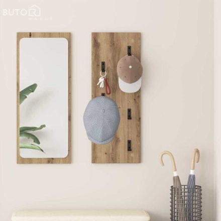 vidaXL Fali Kabáthorog kézműves tölgy 30 x 1.5 x 80 cm Faanyag