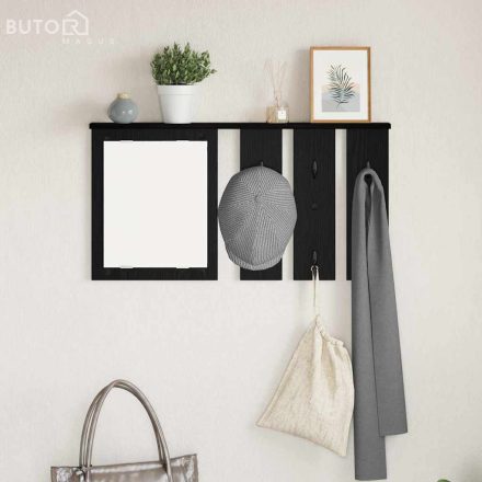 vidaXL Fali Kabáthorog polcokkal Musta tammi 85 x 10 x 45 cm Faanyag
