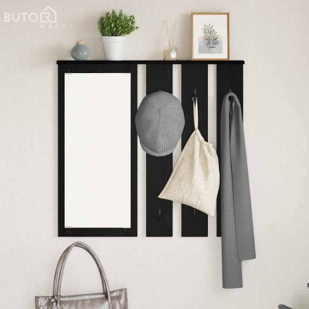 vidaXL Fali Kabáthorog polcokkal Musta tammi 84 x 10 x 80 cm Faanyag