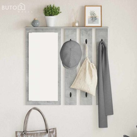 vidaXL Fali Kabáthorog polcokkal Beton szürke 84 x 10 x 80 cm Faanyag