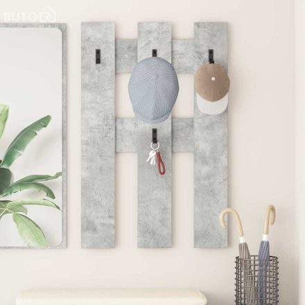 vidaXL Fali Kabáthorog tárolóval Beton szürke 65 x 3 x 100 cm Faanyag