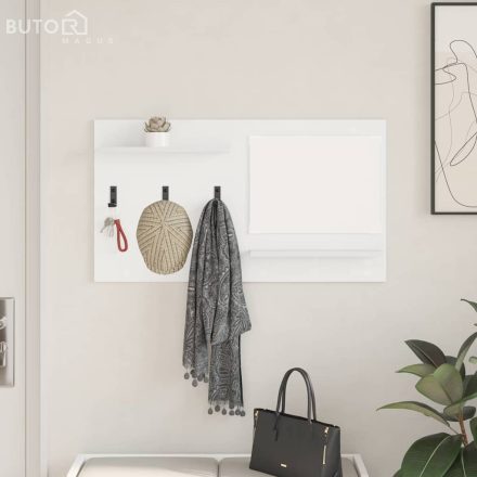 vidaXL Fali Kabáthorog polcokkal Fehér 90 x 10 x 50 cm Faanyag