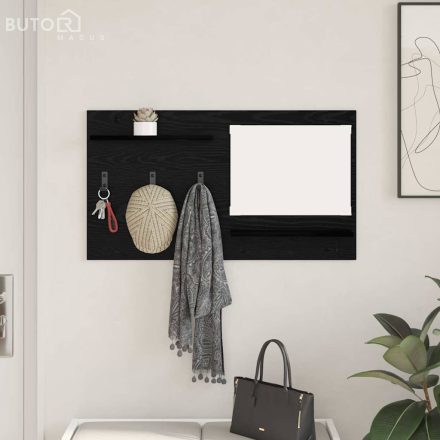 vidaXL Fali Kabáthorog polcokkal Musta tammi 90 x 10 x 50 cm Faanyag