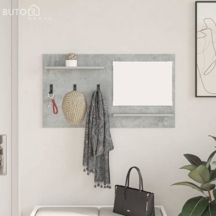 vidaXL Fali Kabáthorog polcokkal Beton szürke 90 x 10 x 50 cm Faanyag