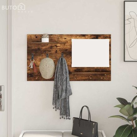 vidaXL Fali Kabáthorog polcokkal Füstölt tölgy 90 x 10 x 50 cm Faanyag