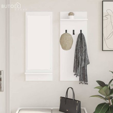 vidaXL Fali Kabáthorog polcokkal Fehér 70 x 10 x 90 cm Faanyag
