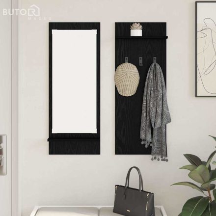 vidaXL Fali Kabáthorog polcokkal Musta tammi 70 x 10 x 90 cm Faanyag