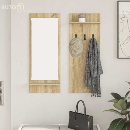 vidaXL Fali Kabáthorog polcokkal sonoma tölgy 70 x 10 x 90 cm Faanyag