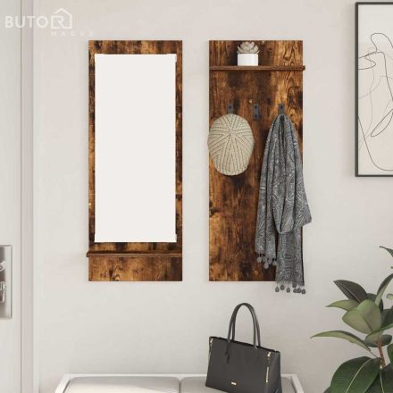 vidaXL Fali Kabáthorog polcokkal Füstölt tölgy 70 x 10 x 90 cm Faanyag