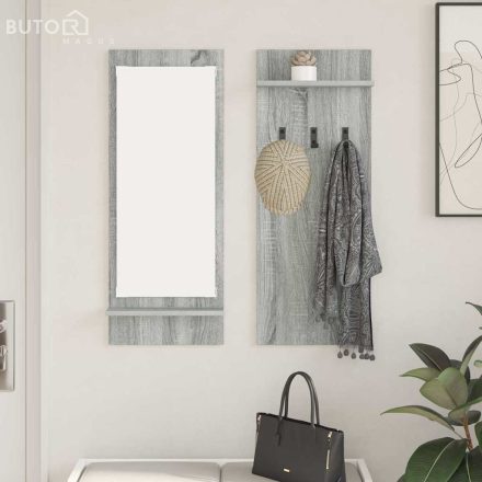vidaXL Fali Kabáthorog polcokkal Szürke sonoma 70 x 10 x 90 cm Faanyag