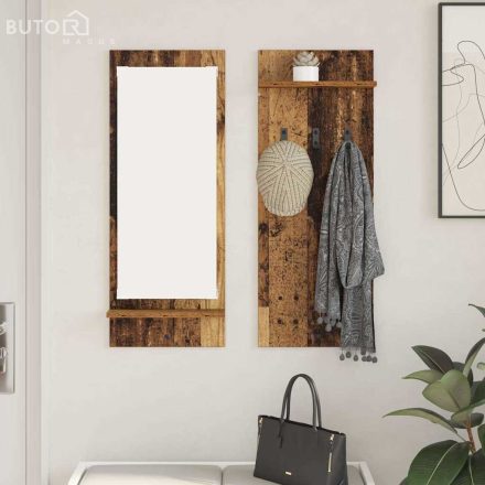 vidaXL Fali Kabáthorog polcokkal Régi fa 70 x 10 x 90 cm Faanyag