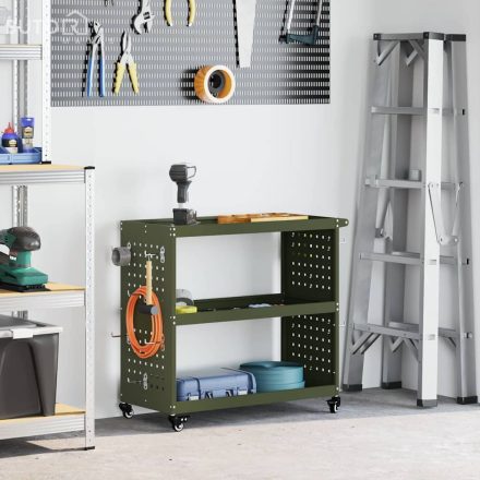 vidaXL Eszköz Kocsi Oliva zöld 75 x 35 x 73 cm Hidegen húzott acél