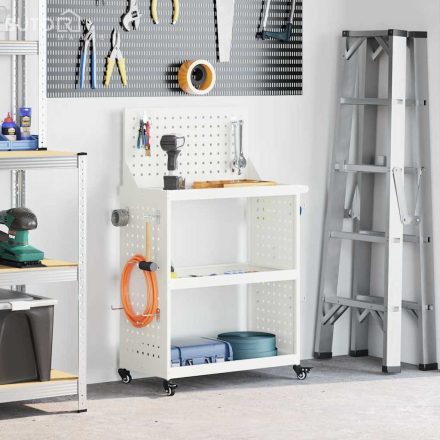 vidaXL Eszköz Kocsi Fehér 65 x 35 x 111 cm Hidegen húzott acél